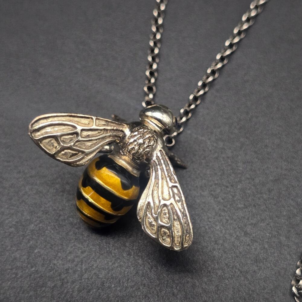 Giovanni Raspini Sterling Silver Bumble Bee Necklace 925 Enamel